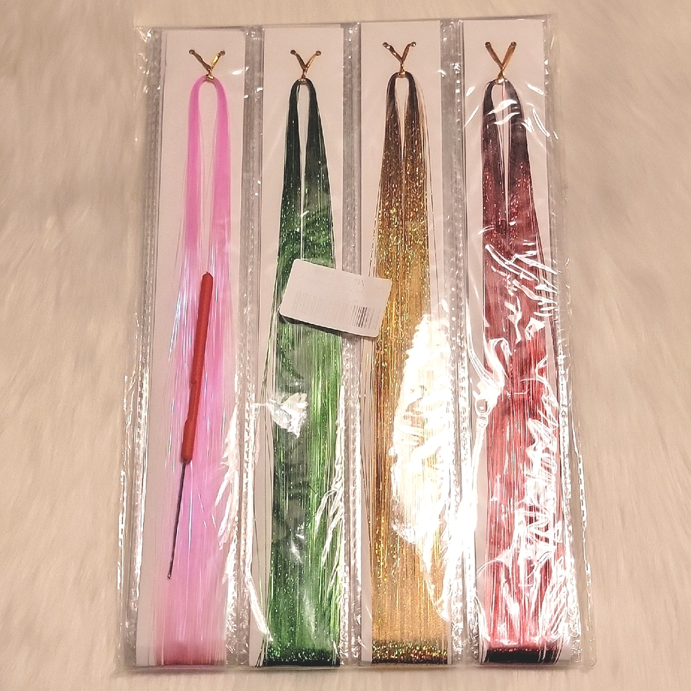🌴 NWT Amchoice "Fairy Hair" Colorful Hair Extensions Set With Tool